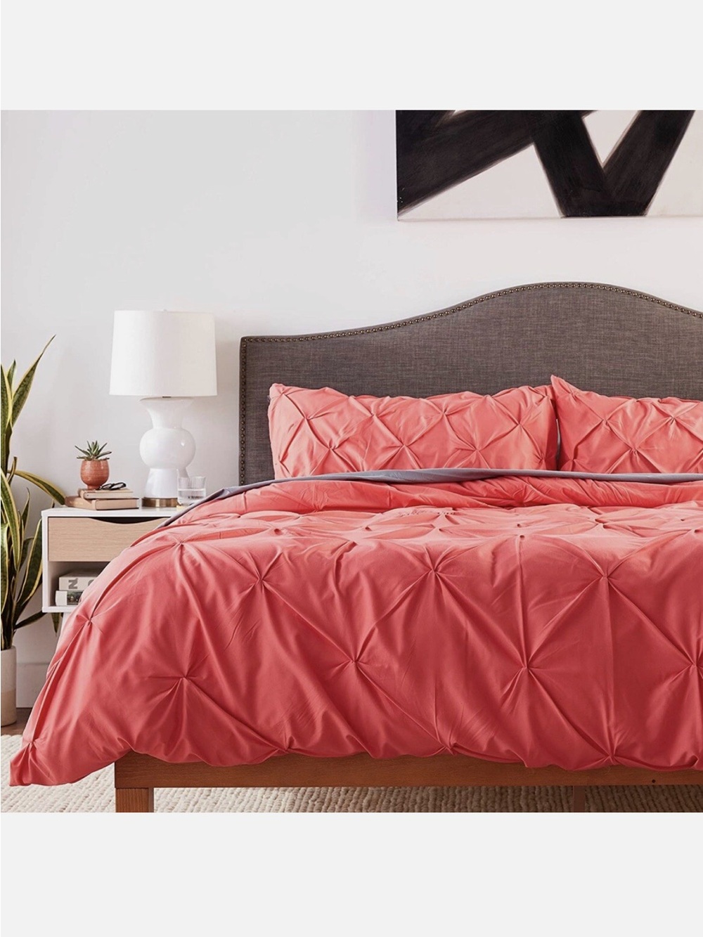 NWT Coral Pintuck KING SIZE DUVET COVER 3pc Set - Home Bedding